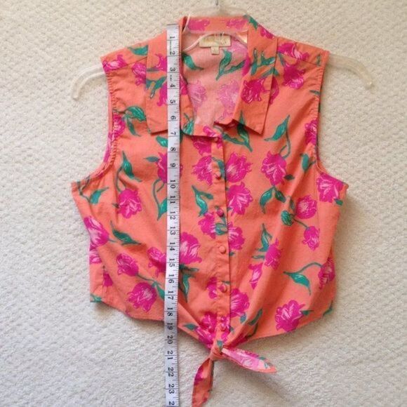 Anthropologie | ModCloth Tie-Front Crop Top Multicolor Large - Picture 3 of 6